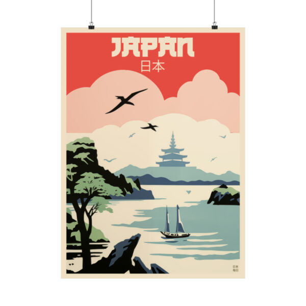 Art Deco Japan Travel (Pagoda) - Matte Vertical Posters
