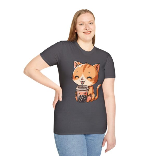 Bubble Tea Kitty - Unisex Softstyle T-Shirt - Image 85