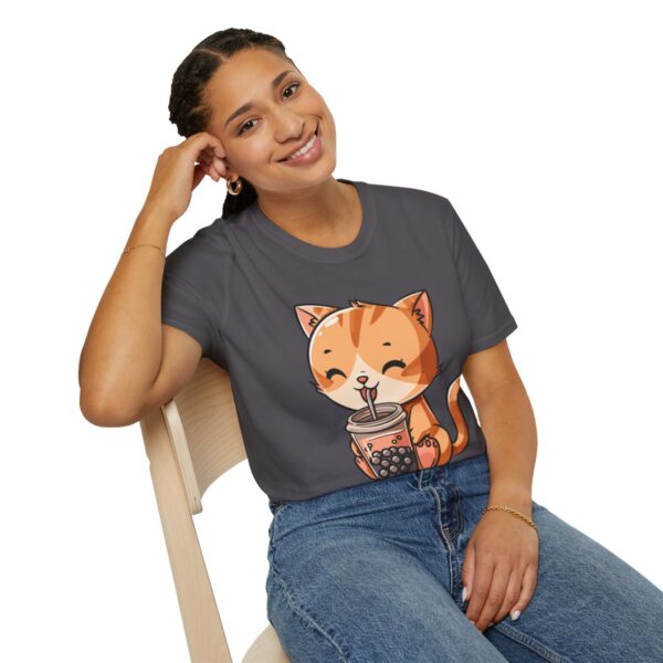 Bubble Tea Kitty - Unisex Softstyle T-Shirt - Image 94