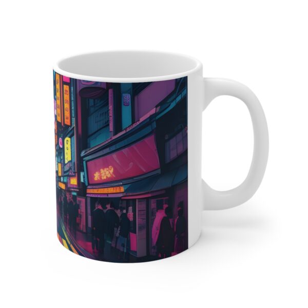 Tokyo Neon Street - Ceramic Mug 11oz - Image 3