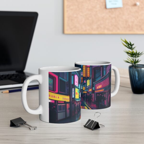 Tokyo Neon Street - Ceramic Mug 11oz - Image 5