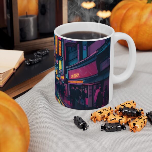 Tokyo Neon Street - Ceramic Mug 11oz - Image 6