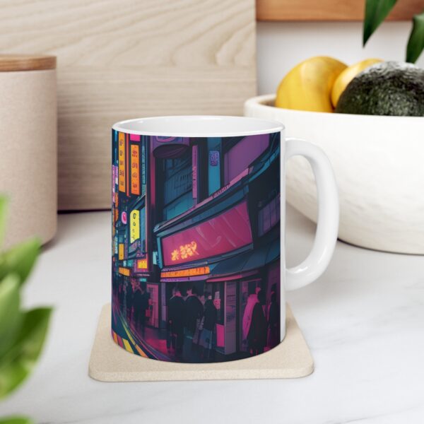 Tokyo Neon Street - Ceramic Mug 11oz - Image 7