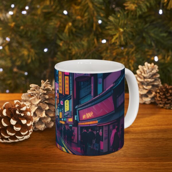 Tokyo Neon Street - Ceramic Mug 11oz - Image 9