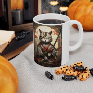 Samurai Cat - Ceramic Mug 11oz