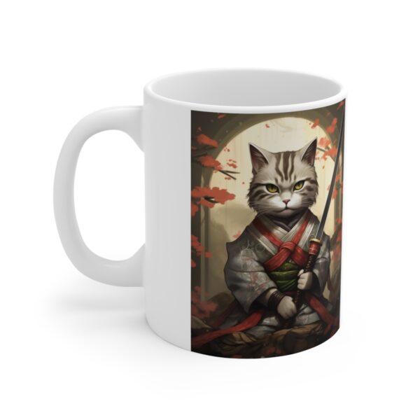 Samurai Cat - Ceramic Mug 11oz - Image 3