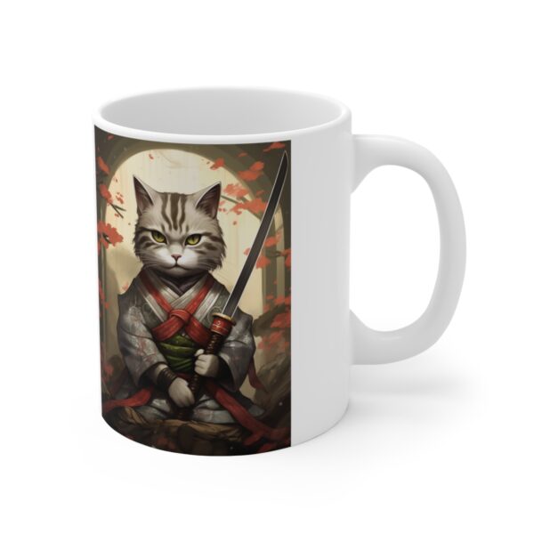 Samurai Cat - Ceramic Mug 11oz - Image 4