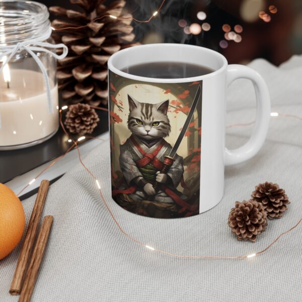 Samurai Cat - Ceramic Mug 11oz - Image 5