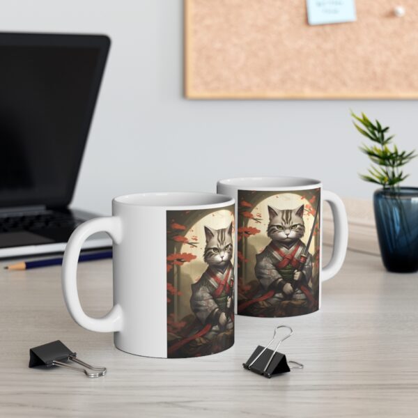 Samurai Cat - Ceramic Mug 11oz - Image 6