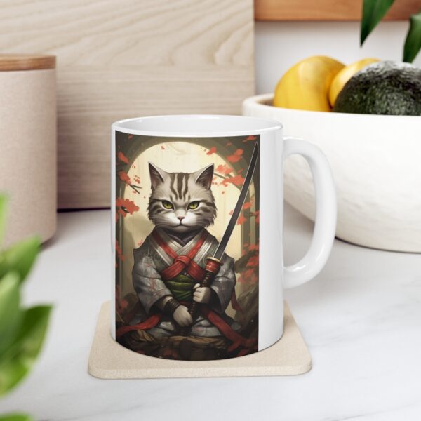 Samurai Cat - Ceramic Mug 11oz - Image 7