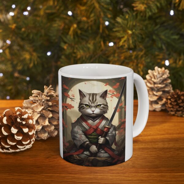 Samurai Cat - Ceramic Mug 11oz - Image 9