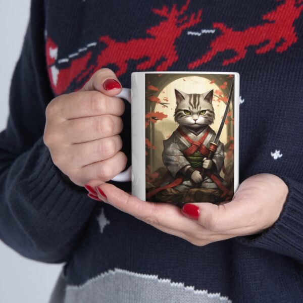 Samurai Cat - Ceramic Mug 11oz - Image 11