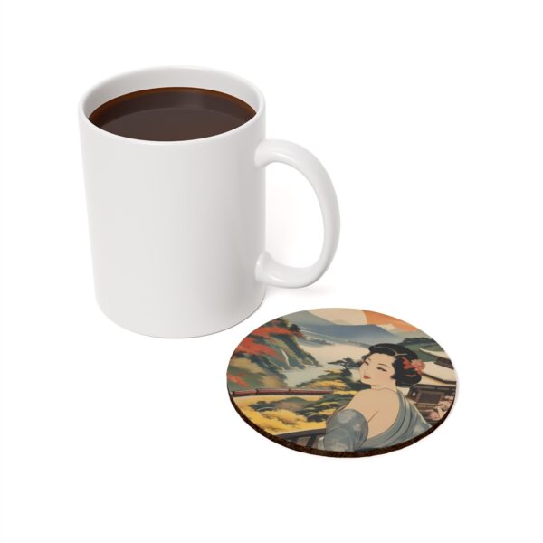 Art Deco Japan Travel by Train - Cork Back Coaster - style 2 - Image 3