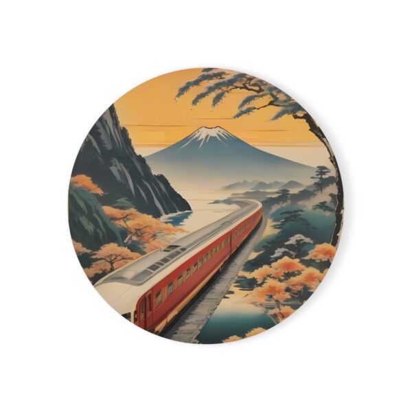 Art Deco Japan Travel by Train - Cork Back Coaster - style 3