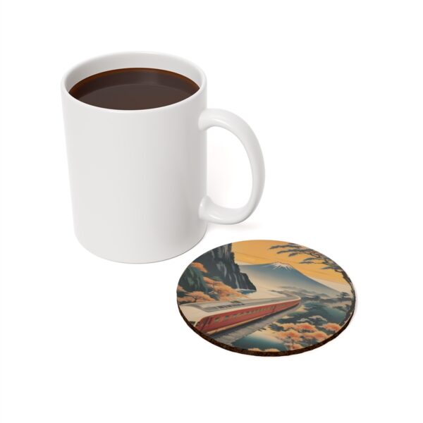 Art Deco Japan Travel by Train - Cork Back Coaster - style 3 - Image 3