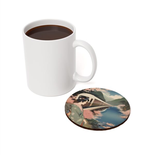 Art Deco Japan Travel by Train - Cork Back Coaster - style 1 - Image 3
