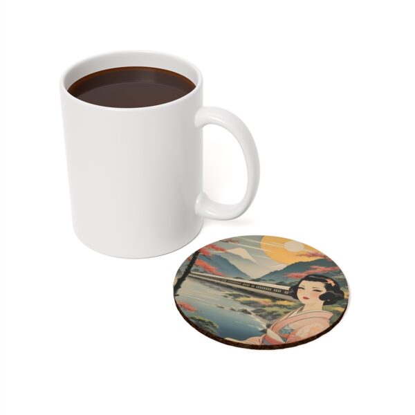 Art Deco Japan Travel by Train - Cork Back Coaster - style 5 - Image 3