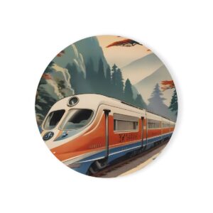 Art Deco Japan Travel by Train - Cork Back Coaster - style 6